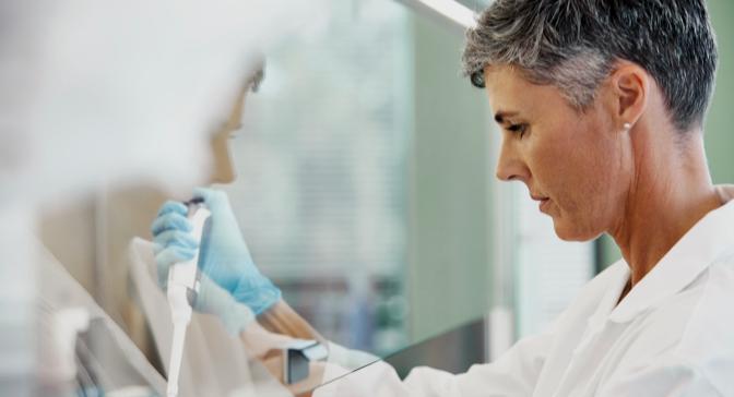 A female scientist conducting a test.